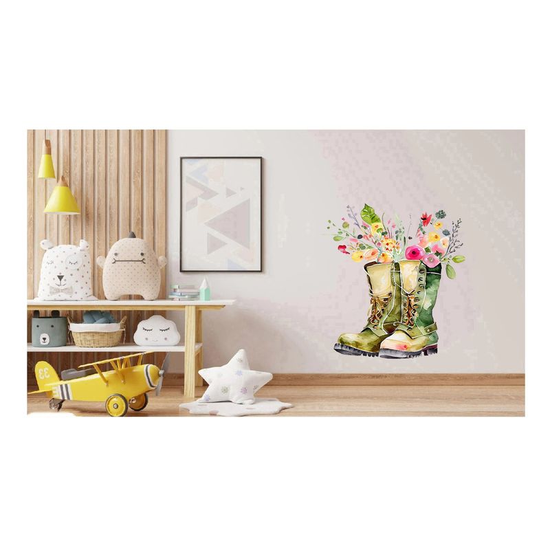 Casa si Gradina - Decoratiuni - Stickere decorative - Sticker decorativ, Cizme cu Flori, Verde, 72 cm, 1261STK - Infinity.ro