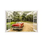 Casa si Gradina - Decoratiuni - Stickere decorative - Sticker decorativ, Fereastra 3D, Masina, 85 cm, 506STK - Infinity.ro