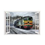 Casa si Gradina - Decoratiuni - Stickere decorative - Sticker decorativ, Fereastra 3D, Tren, 85 cm, 523STK - Infinity.ro