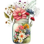 Casa si Gradina - Decoratiuni - Stickere decorative - Sticker decorativ, Borcan cu Flori, Multicolor, 73 cm, 1265STK-5 - Infinity.ro