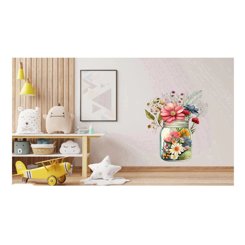 Casa si Gradina - Decoratiuni - Stickere decorative - Sticker decorativ, Borcan cu Flori, Multicolor, 73 cm, 1265STK-5 - Infinity.ro