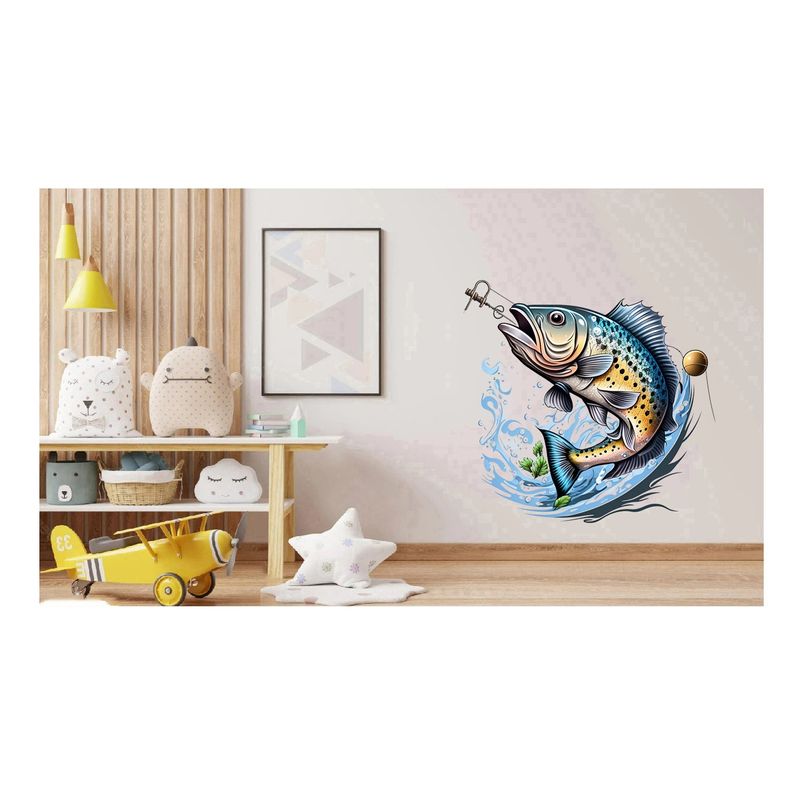 Casa si Gradina - Decoratiuni - Stickere decorative - Sticker decorativ, Peste, Albastru, 60 cm, 1273STK-2 - Infinity.ro