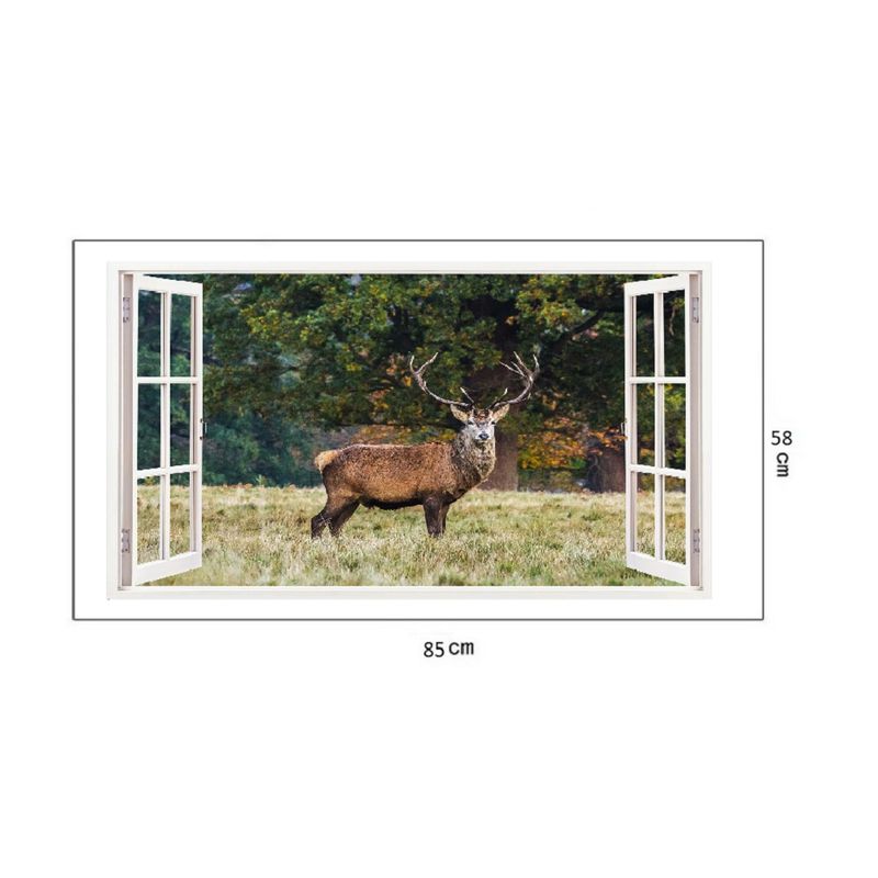 Casa si Gradina - Decoratiuni - Stickere decorative - Sticker decorativ, Fereastra 3D, Cerb, 85 cm, 315STK - Infinity.ro