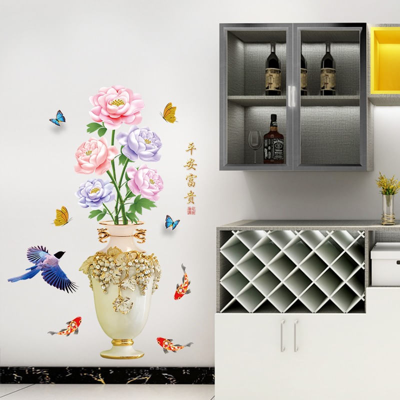 Casa si Gradina - Decoratiuni - Stickere decorative - Sticker decorativ, Vaza cu flori, 110 cm, 764STK - Infinity.ro