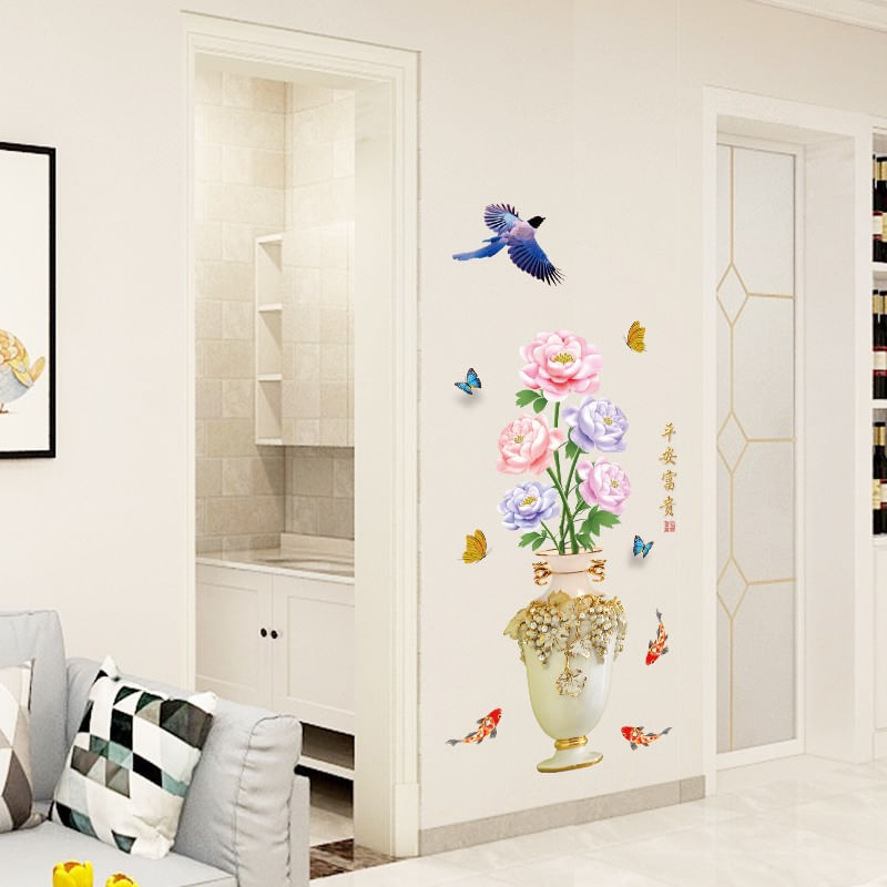 Casa si Gradina - Decoratiuni - Stickere decorative - Sticker decorativ, Vaza cu flori, 110 cm, 764STK - Infinity.ro