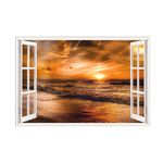 Casa si Gradina - Decoratiuni - Stickere decorative - Sticker decorativ, Fereastra 3D, Mare, Apus, 85 cm, 607STK - Infinity.ro