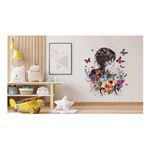 Casa si Gradina - Decoratiuni - Stickere decorative - Sticker decorativ, Fata, Fluturi si Flori, Multicolor, 70 cm, 1208STK-2 - Infinity.ro