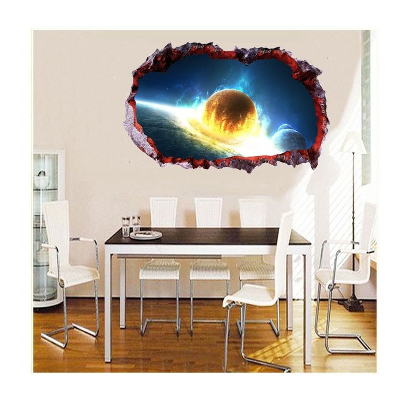 Casa si Gradina - Decoratiuni - Stickere decorative - Sticker decorativ, gaura in perete 3D,  Planeta, 85 cm, 1044STK-1 - Infinity.ro