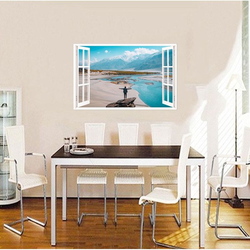 Casa si Gradina - Decoratiuni - Stickere decorative - Sticker decorativ, Fereastra 3D, Munti, 85 cm, 574STK - Infinity.ro