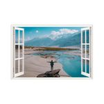 Casa si Gradina - Decoratiuni - Stickere decorative - Sticker decorativ, Fereastra 3D, Munti, 85 cm, 574STK - Infinity.ro