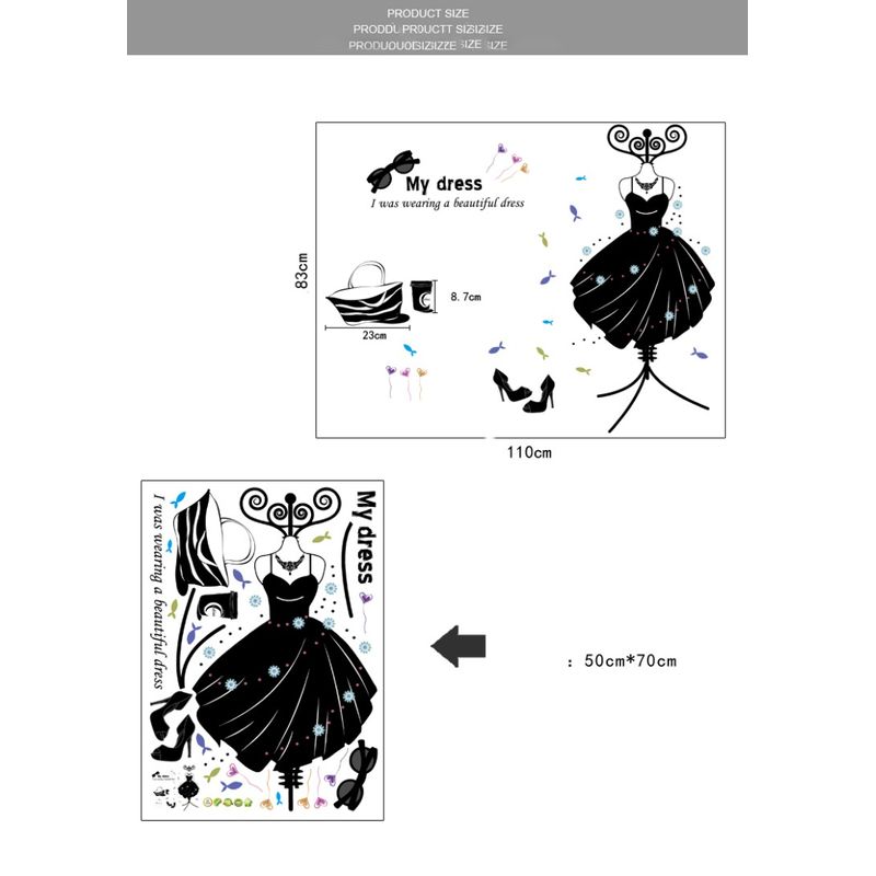 Casa si Gradina - Decoratiuni - Stickere decorative - Sticker decorativ, Moda, My dress, 110 cm, 701STK - Infinity.ro