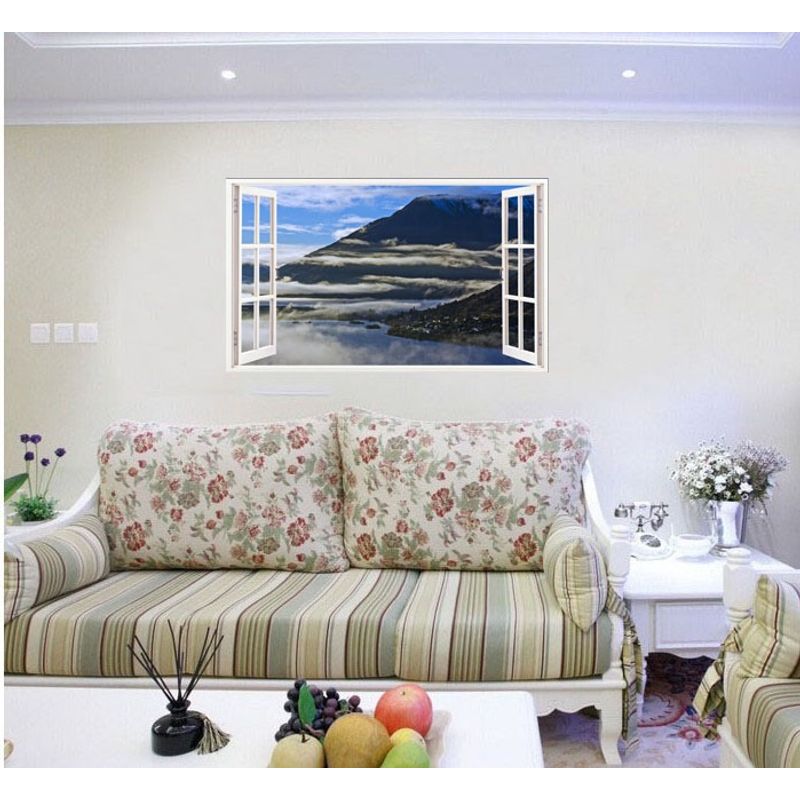 Casa si Gradina - Decoratiuni - Stickere decorative - Sticker decorativ, Fereastra 3D, Munte, 85 cm, 660STK - Infinity.ro