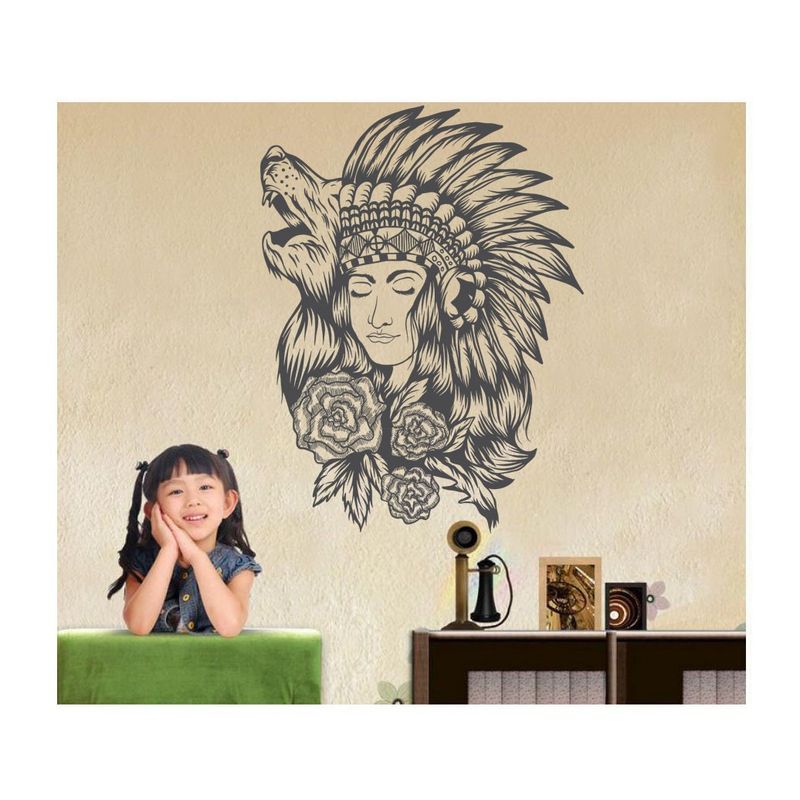 Casa si Gradina - Decoratiuni - Stickere decorative - Sticker decorativ, Indian girl, 80 cm, 1078STK - Infinity.ro