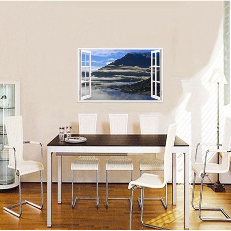Casa si Gradina - Decoratiuni - Stickere decorative - Sticker decorativ, Fereastra 3D, Munte, 85 cm, 660STK - Infinity.ro