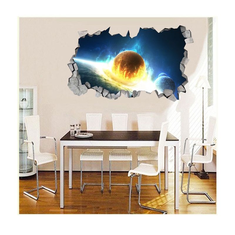 Casa si Gradina - Decoratiuni - Stickere decorative - Sticker decorativ, gaura in perete 3D,  Planeta, 85 cm, 1044STK-2 - Infinity.ro
