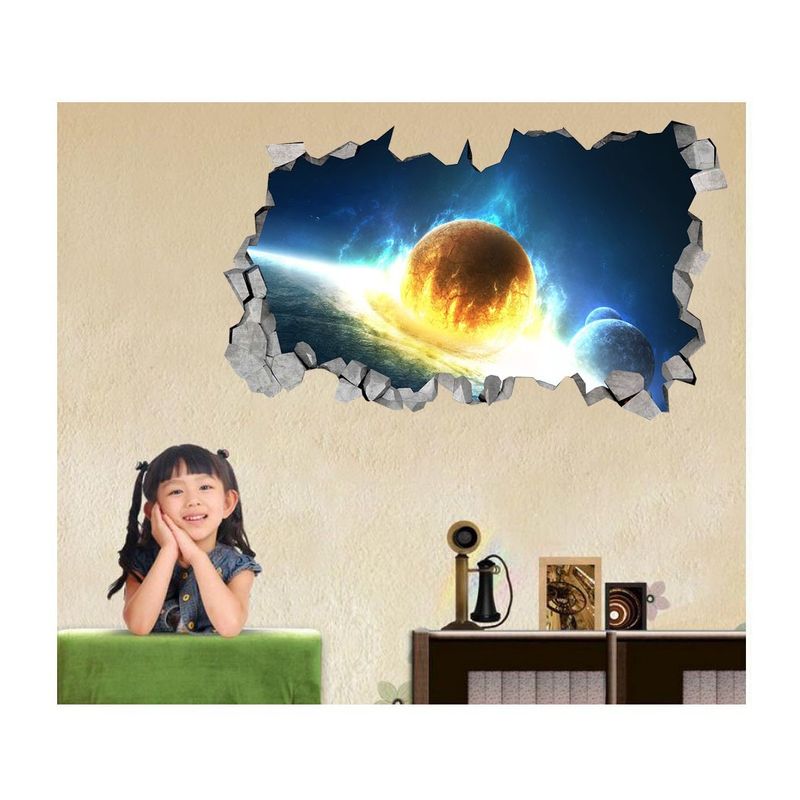 Casa si Gradina - Decoratiuni - Stickere decorative - Sticker decorativ, gaura in perete 3D,  Planeta, 85 cm, 1044STK-2 - Infinity.ro