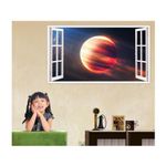 Casa si Gradina - Decoratiuni - Stickere decorative - Sticker decorativ, fereastra 3D,  Planeta, 85 cm, 1041STK - Infinity.ro