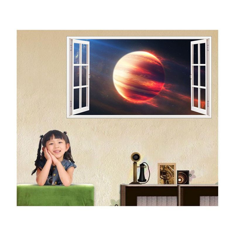 Casa si Gradina - Decoratiuni - Stickere decorative - Sticker decorativ, fereastra 3D,  Planeta, 85 cm, 1041STK - Infinity.ro