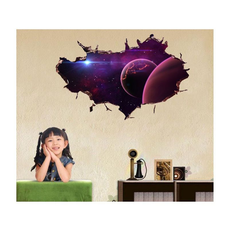 Casa si Gradina - Decoratiuni - Stickere decorative - Sticker decorativ, gaura in perete 3D,  Planeta, 85 cm, 1035STK-2 - Infinity.ro