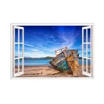 Casa si Gradina - Decoratiuni - Stickere decorative - Sticker decorativ, Fereastra 3D, Plaja, 85 cm, 619STK - Infinity.ro