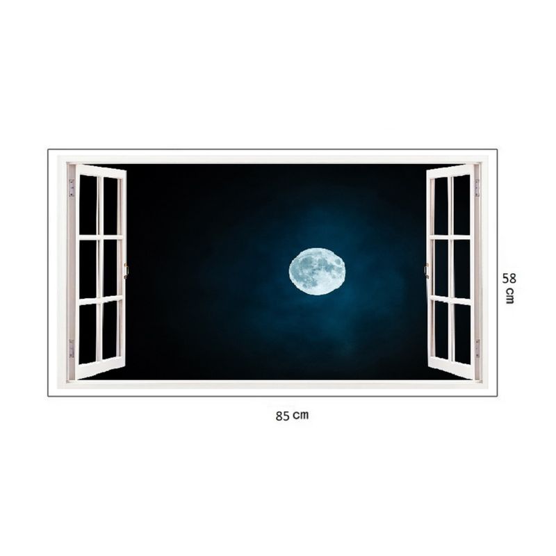 Casa si Gradina - Decoratiuni - Stickere decorative - Sticker decorativ, Fereastra 3D, Luna, 85 cm, 197STK - Infinity.ro