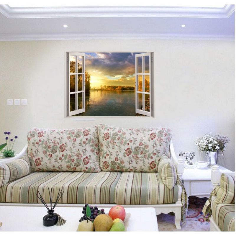 Casa si Gradina - Decoratiuni - Stickere decorative - Sticker decorativ, Fereastra 3D, Rasarit, 85 cm, 516STK - Infinity.ro