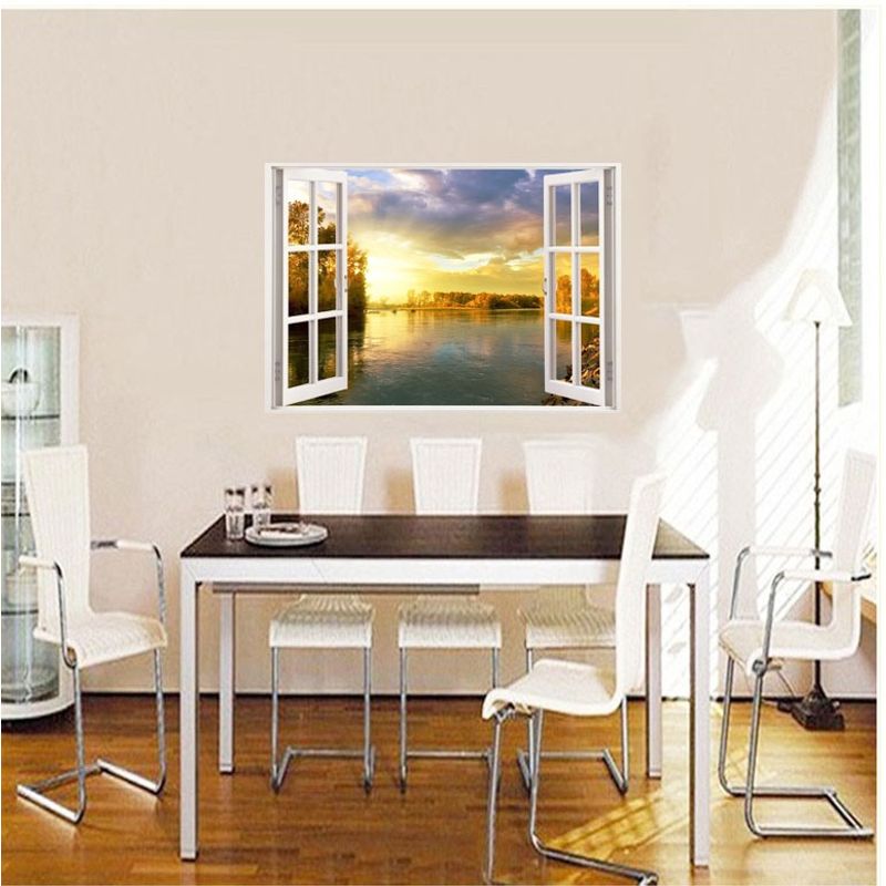 Casa si Gradina - Decoratiuni - Stickere decorative - Sticker decorativ, Fereastra 3D, Rasarit, 85 cm, 516STK - Infinity.ro