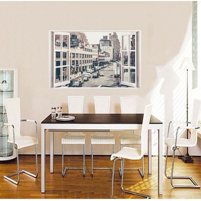 Casa si Gradina - Decoratiuni - Stickere decorative - Sticker decorativ, Fereastra 3D, Masina, 85 cm, 511STK - Infinity.ro
