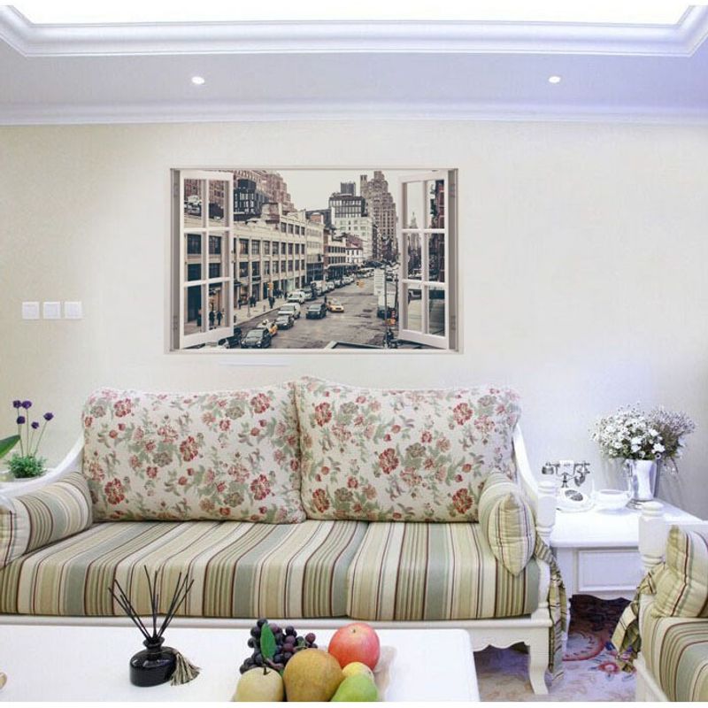 Casa si Gradina - Decoratiuni - Stickere decorative - Sticker decorativ, Fereastra 3D, Masina, 85 cm, 511STK - Infinity.ro