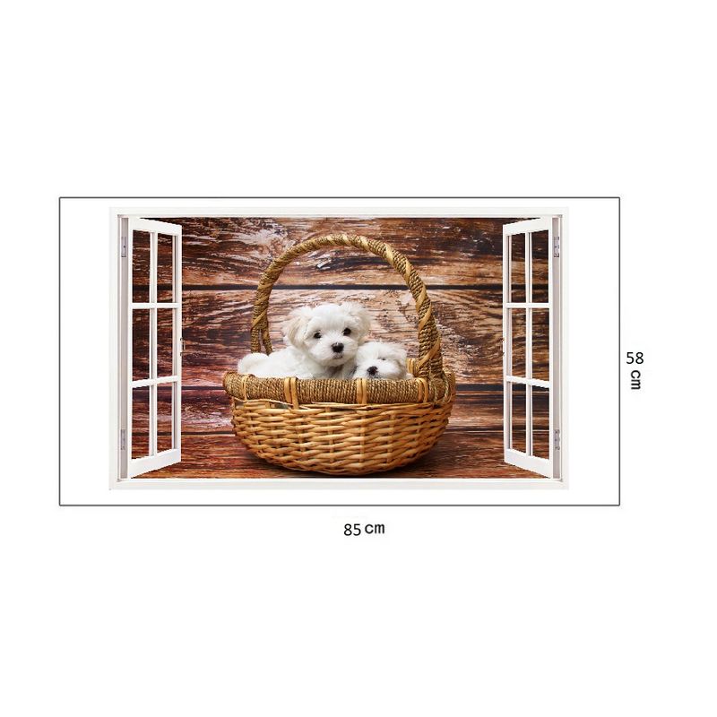 Casa si Gradina - Decoratiuni - Stickere decorative - Sticker decorativ, Fereastra 3D, Catel, 85 cm, 247STK - Infinity.ro