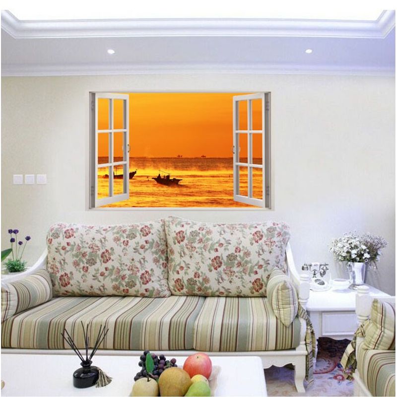 Casa si Gradina - Decoratiuni - Stickere decorative - Sticker decorativ, Fereastra 3D, Apa, 85 cm, 527STK - Infinity.ro