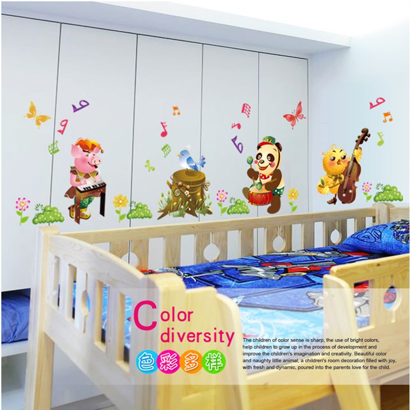 Casa si Gradina - Decoratiuni - Stickere decorative - Sticker decorativ, Animalute cu instrumente muzicale 218 cm, 99STK - Infinity.ro