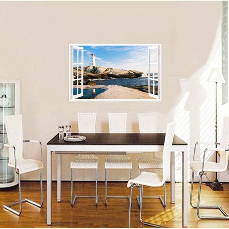 Casa si Gradina - Decoratiuni - Stickere decorative - Sticker decorativ, Fereastra 3D, Far, 85 cm, 617STK - Infinity.ro