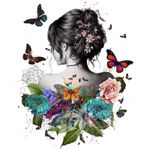 Casa si Gradina - Decoratiuni - Stickere decorative - Sticker decorativ, Fata, Fluturi si Flori, Gri, 70 cm, 1208STK - Infinity.ro