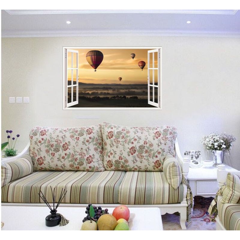 Casa si Gradina - Decoratiuni - Stickere decorative - Sticker decorativ, Fereastra 3D, Baloane, 85 cm, 608STK - Infinity.ro