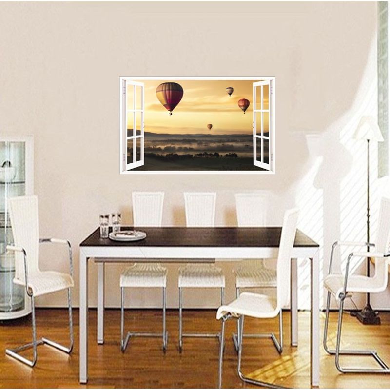 Casa si Gradina - Decoratiuni - Stickere decorative - Sticker decorativ, Fereastra 3D, Baloane, 85 cm, 608STK - Infinity.ro