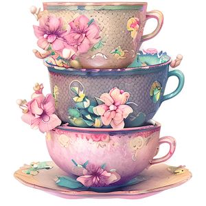 Sticker decorativ, Cesti Cafea, Roz, 68 cm, 1235STK