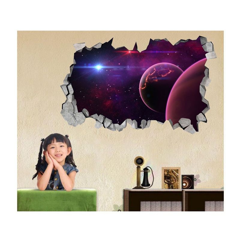 Casa si Gradina - Decoratiuni - Stickere decorative - Sticker decorativ, gaura in perete 3D,  Planeta, 85 cm, 1035STK - Infinity.ro