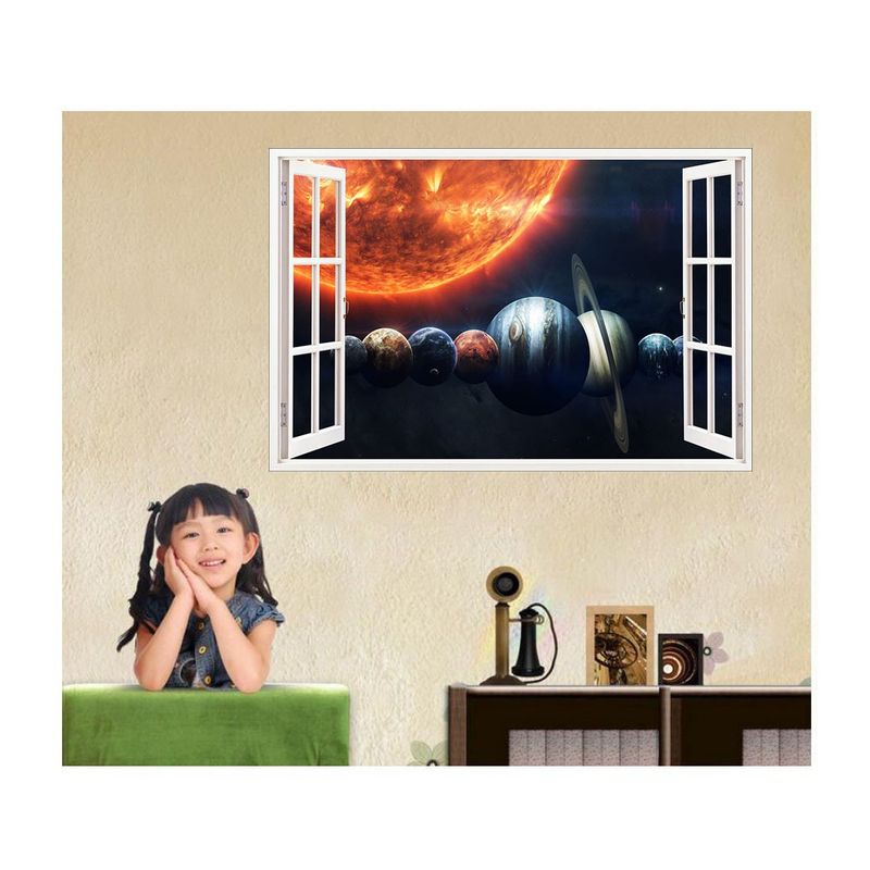 Casa si Gradina - Decoratiuni - Stickere decorative - Sticker decorativ, fereastra 3D,  Planeta, 85 cm, 1037STK - Infinity.ro