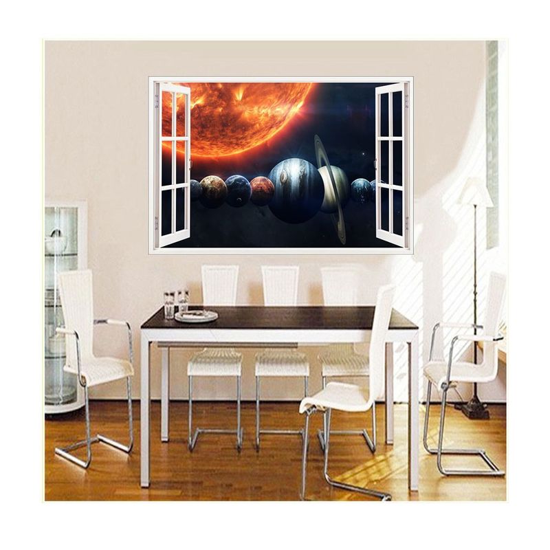 Casa si Gradina - Decoratiuni - Stickere decorative - Sticker decorativ, fereastra 3D,  Planeta, 85 cm, 1037STK - Infinity.ro