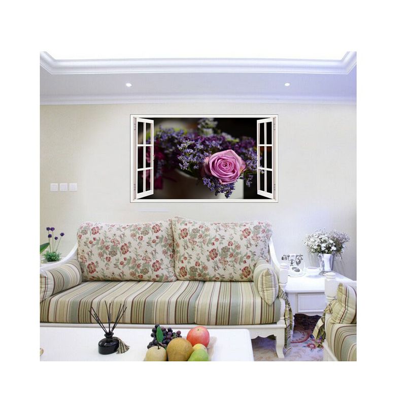 Casa si Gradina - Decoratiuni - Stickere decorative - Sticker decorativ, Fereastra 3D, Trandafir, 85 cm, 405STK - Infinity.ro