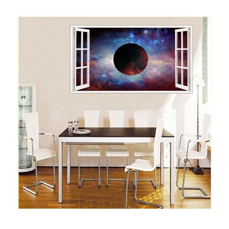 Casa si Gradina - Decoratiuni - Stickere decorative - Sticker decorativ, fereastra 3D,  Planeta, 85 cm, 1043STK - Infinity.ro