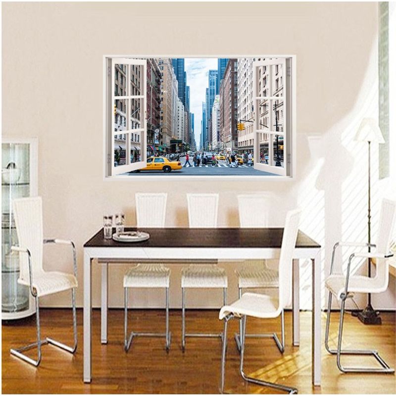 Casa si Gradina - Decoratiuni - Stickere decorative - Sticker decorativ, Fereastra 3D, Masina, 85 cm, 509STK - Infinity.ro