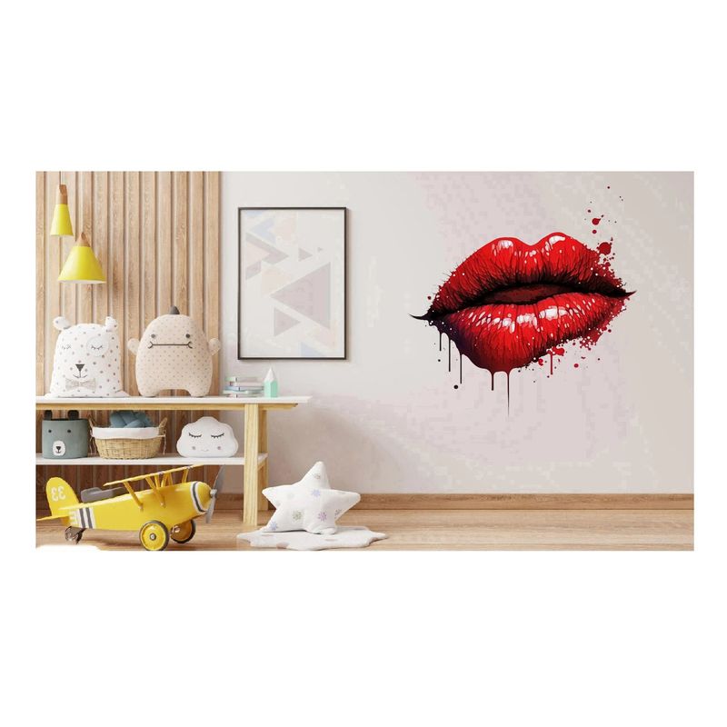 Casa si Gradina - Decoratiuni - Stickere decorative - Sticker decorativ, Buze, Rosu, 60 cm, 1302STK-5 - Infinity.ro