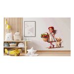 Casa si Gradina - Decoratiuni - Stickere decorative - Sticker decorativ, Fetita si Catelul, Multicolor, 63 cm, 1294STK-4 - Infinity.ro