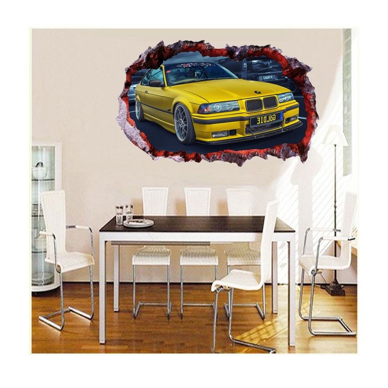 Casa si Gradina - Decoratiuni - Stickere decorative - Sticker decorativ masina, Gaura in perete 3D, 80 cm, 1010STK-2 - Infinity.ro