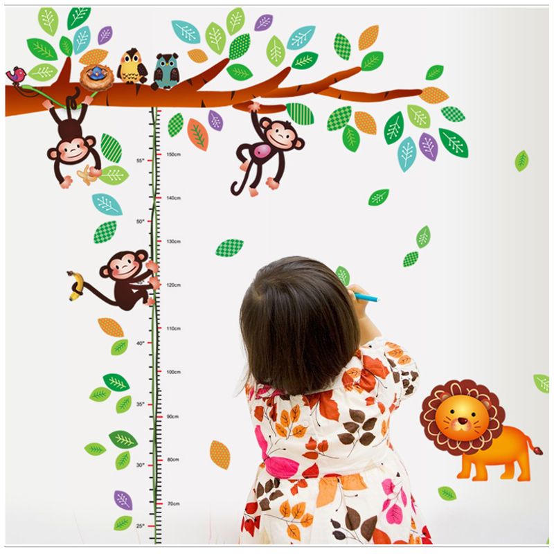 Casa si Gradina - Decoratiuni - Stickere decorative - Sticker decorativ, masuratoare cu  maimutele 180 cm, 69STK - Infinity.ro