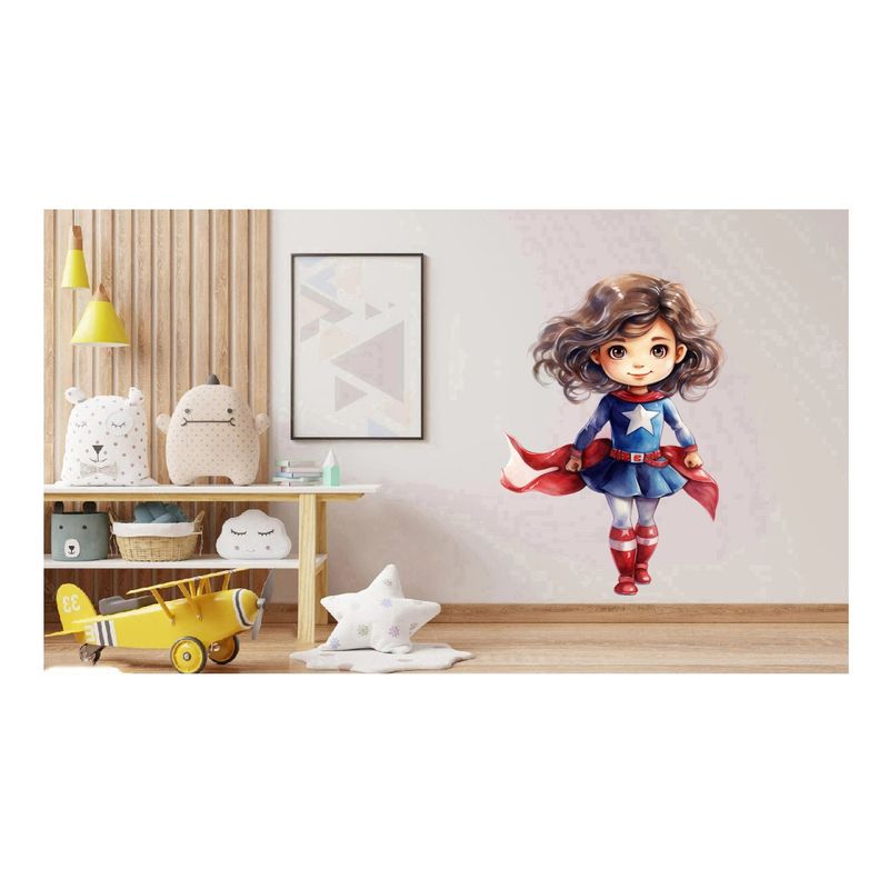 Casa si Gradina - Decoratiuni - Stickere decorative - Sticker decorativ Fata Supererou, Albastru, 89 cm, 1310STK-1 - Infinity.ro