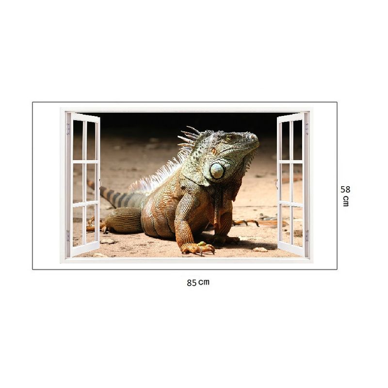Casa si Gradina - Decoratiuni - Stickere decorative - Sticker decorativ, Fereastra 3D, Chameleon Dragon, 85 cm, 324STK - Infinity.ro