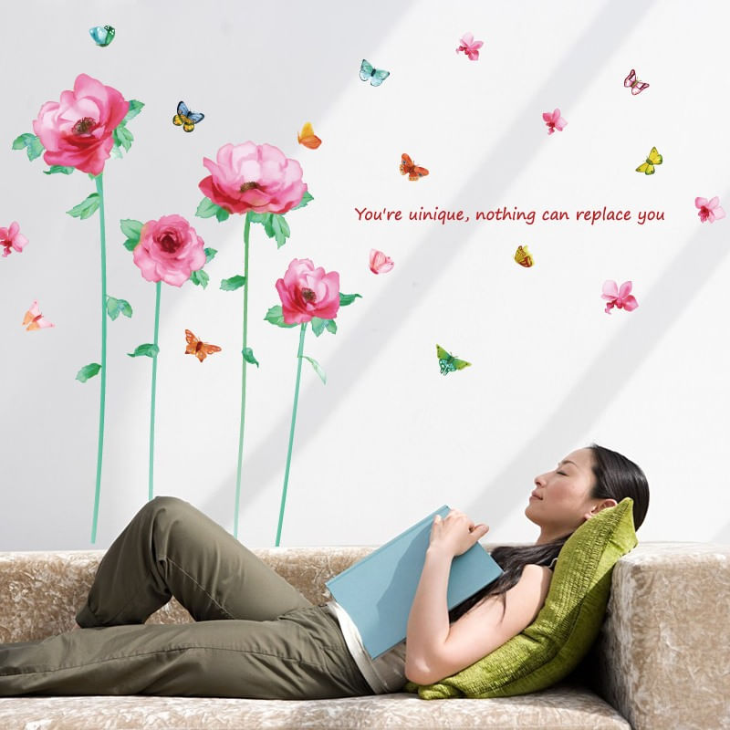 Casa si Gradina - Decoratiuni - Stickere decorative - Sticker decorativ, Flori roz, 202 cm, 805STK - Infinity.ro